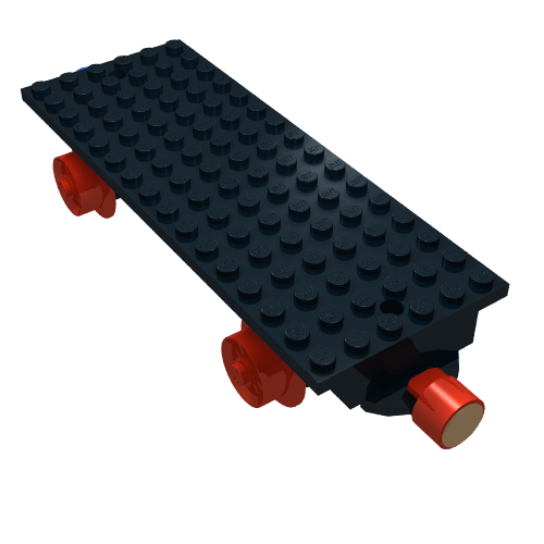 Train Base 6 x 16 Type I with Wheels and Red and Blue Magnets (Black)