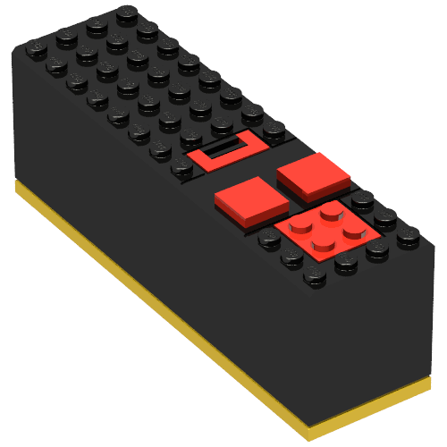 Battery Box, 9V 4 x 14 x 4 with Yellow Base [Complete Assembly] (Black)