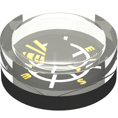Equipment Compass with White Lines, Yellow Letters Print (Black)