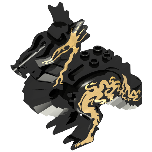 Creature Body Part, Dragon Body Classic with Orient Flames Print (Black)
