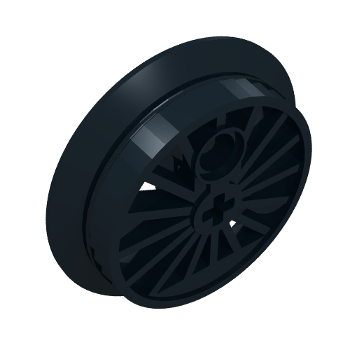 Train Wheel RC Train, Spoked with Technic Axle Hole and Counterweight, 37 mm diameter [Flanged Driver] (Black)