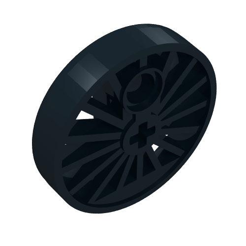 Train Wheel RC Train, Spoked with Technic Axle Hole and Counterweight, 30 mm diameter [Blind Driver] (Black)