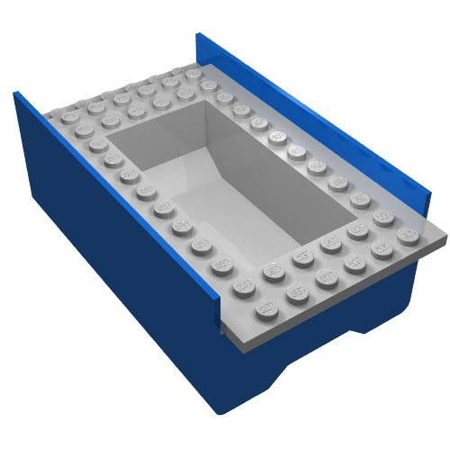 Boat Hull Section, Middle 12 x 6 x 3 1/3, Deck Color Light Gray (Blue)