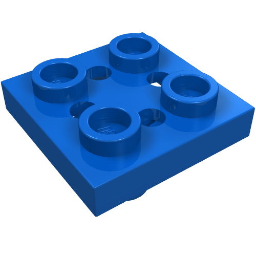 Plate Special 2 x 2 with Pin on Bottom, Small Holes in Plate and Rotational Locking Fingers on Underside (Blue)