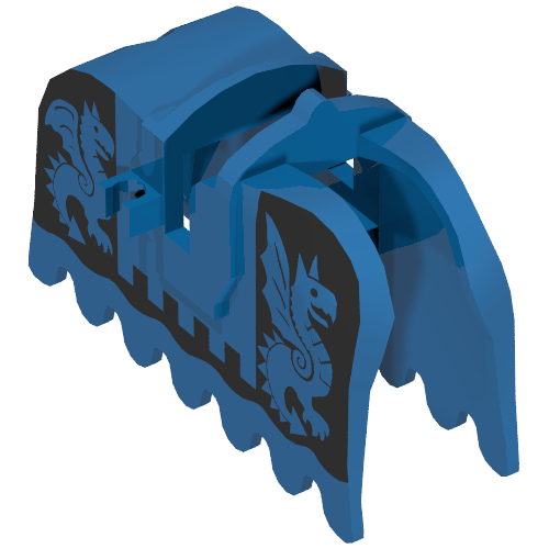 Animal / Creature Accessory, Horse Barding with Black Dragons (Black on Blue) Print (Blue)
