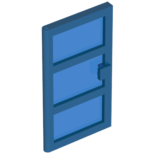 Door 1 x 4 x 6 with 3 Panes with Trans-Dark Blue Glass (Blue)