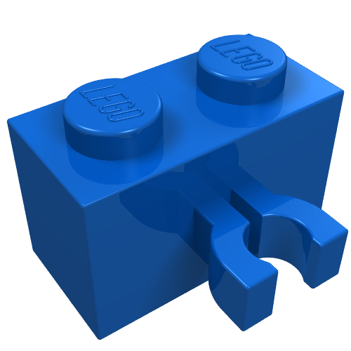 Brick Special 1 x 2 with Vertical Clip [Thick U Clip] (Blue)