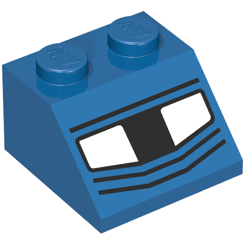 Brick Sloped 45° 2 x 2 with Headlights Print (Blue)