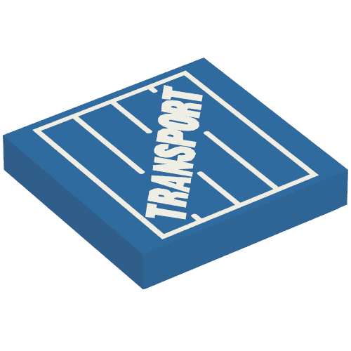 Tile 2 x 2 with Transport Text on Crate Print (Blue)