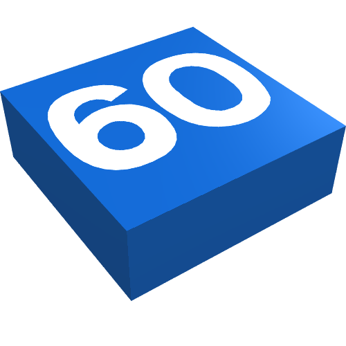 Tile 1 x 1 with White '60' Print (Blue)