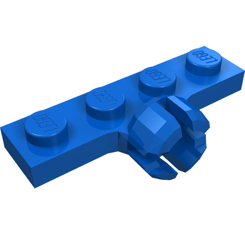 Plate Special 1 x 4 with Towball Socket, Short, 4 Slots (Blue)