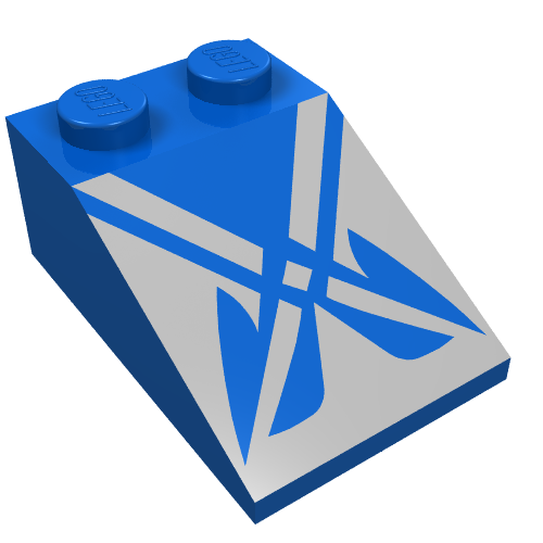 Brick Sloped 33° 3 x 2 with Crisscross Star Wars Print (Blue)