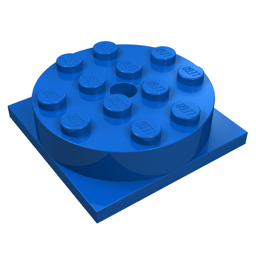 Turntable 4 x 4 Square Base with Top, Complete Assembly (Blue)