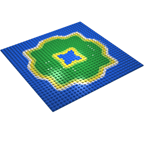 Baseplate 32 x 32 with Island and Center Water Print (Blue)
