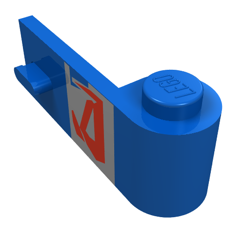 Door 1 x 3 x 1 Right with SW Red on Silver Print (Blue)