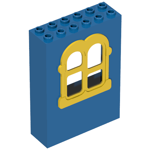 Fabuland, Building, 2 x 6 x 7 with Window, Rectangular Yellow (Blue)