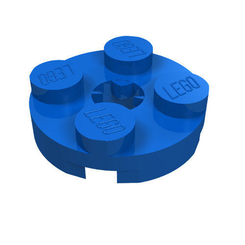 Plate Round 2 x 2 with Axle Hole Type 2 (X Opening) (Blue)