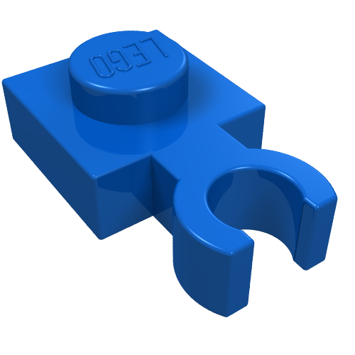 Plate Special 1 x 1 with Clip Vertical [Thin Open O Clip] (Blue)