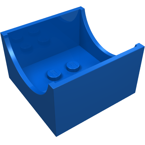 Box 4 x 4 x 2 Bottom with Semicircle Cut-out Ends (Blue)