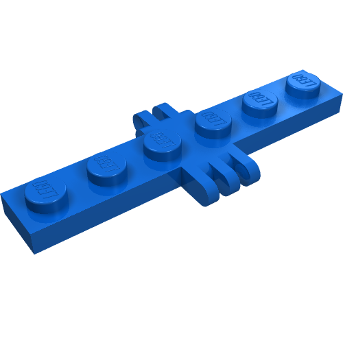 Hinge Plate 1 x 6 with 2 and 3 Fingers On Sides (Blue)