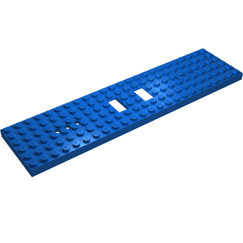 Vehicle Base, Train 6 x 24 with Two 1 x 2 Cutouts and 3 Round Holes Each End (Blue)
