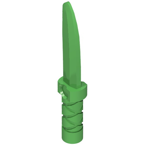Weapon Dagger / Knife with Flat Hilt End and Curved Blade, Cross Hatched Grip (Bright Green)