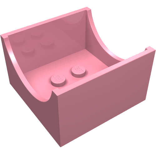Box 4 x 4 x 2 Bottom with Semicircle Cut-out Ends (Pink)