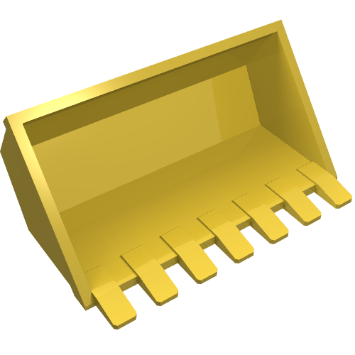Construction Vehicle Bucket 7 Teeth 3 x 6 with Digger Bucket Arm Connection (Yellow)