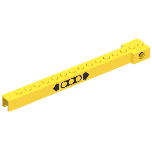 Crane Arm Outside, Narrow, 15 Studs with Black Moving Print (Yellow)