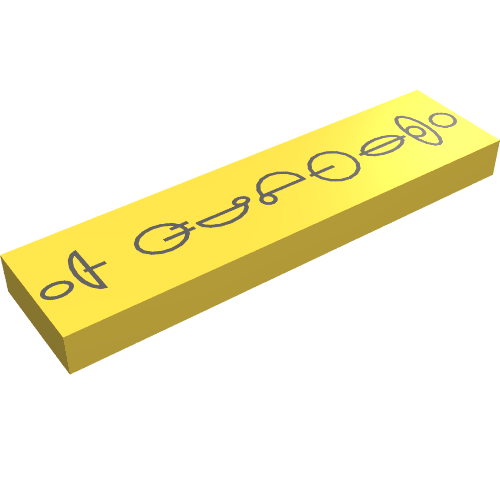 Tile 1 x 4 with Black Naboo Symbols Print (Yellow)