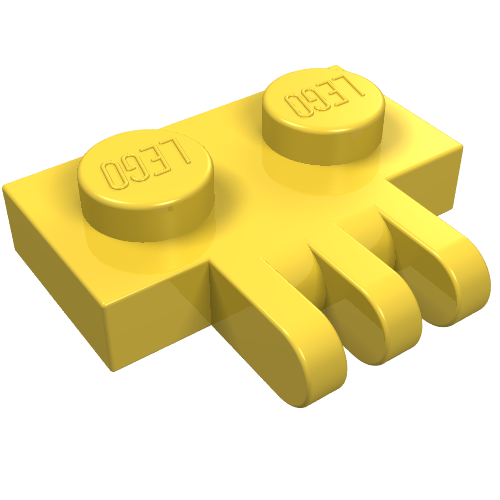 Hinge Plate 1 x 2 with 3 Fingers On Side (Yellow)