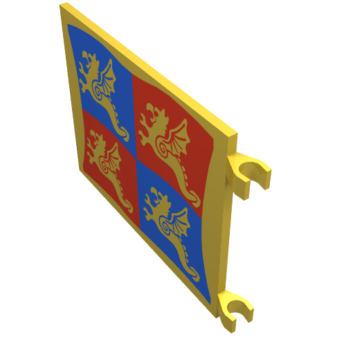 Flag 6 x 4 with Clips with Blue and Red Dragon Print (Yellow)