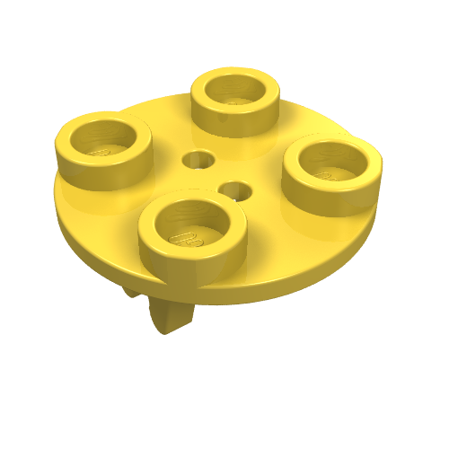 Wheel Holder, Plate, Round 2 x 2 Thin with Clips (Yellow)