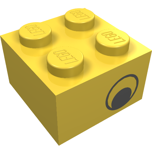 Brick 2 x 2 with Eye [No Pupils] Print on Two Sides, Offset (Yellow)