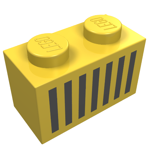 Brick 1 x 2 with Black Grill Print (Yellow)