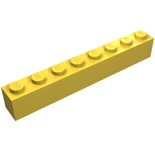 Brick 1 x 8 with Bottom Tubes and 3 Lowered Cross Supports (Yellow)