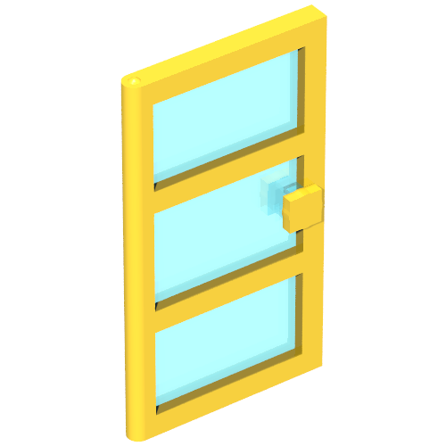 Door 1 x 4 x 6 with 3 Panes with Trans-Light Blue Glass (Yellow)