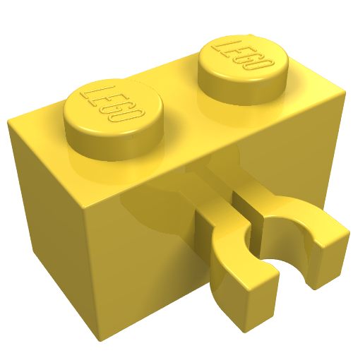 Brick Special 1 x 2 with Vertical Clip [Thick U Clip] (Yellow)