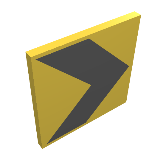 Road Sign Clip-on 2 x 2 Square with Black Arrow Print (Yellow)