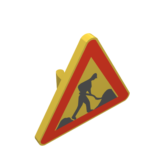 Road Sign Clip-on 2.2 x 2.667 Triangular with Road Works Print (Yellow)
