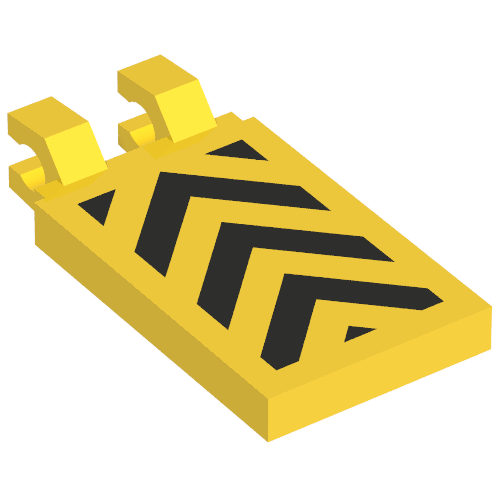 Tile Special 2 x 3 with Horizontal Clips with Yellow and Black Danger Chevron Print (Yellow)
