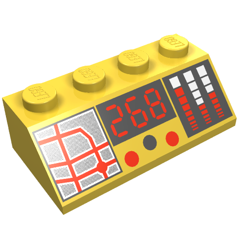 Brick Sloped 45° 2 x 4 with '268', Map Lines, Bar Gauges Print (Yellow)