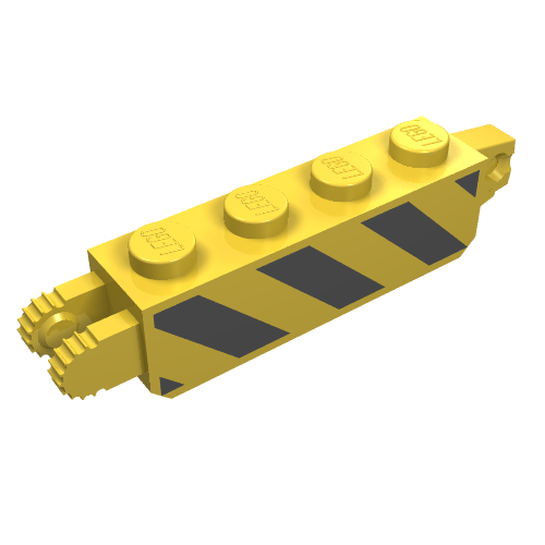 Hinge Brick 1 x 4 Locking with Danger Stripes Black Print (Yellow)