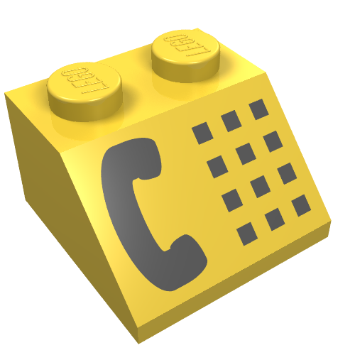 Brick Sloped 45° 2 x 2 with Black Phone Print (Yellow)