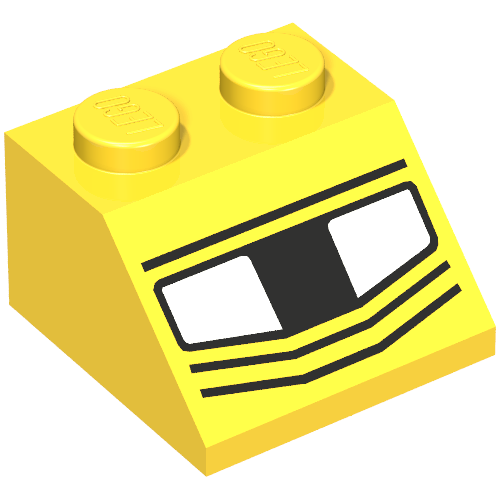 Brick Sloped 45° 2 x 2 with Headlights Print (Yellow)