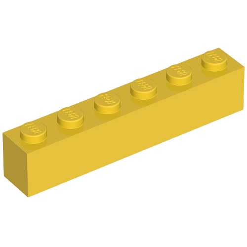 Brick 1 x 6 without Bottom Tubes, with 2 Raised Cross Supports (Yellow)