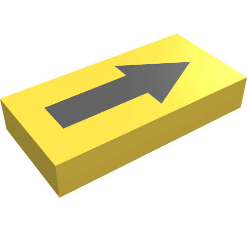Tile 1 x 2 with Long Black Arrow Print (Yellow)