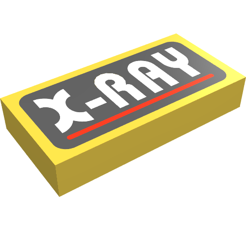 Tile 1 x 2 with 'X-RAY' Print (Yellow)