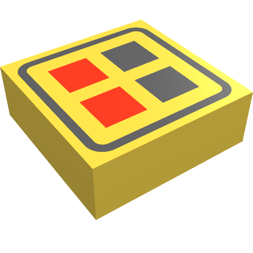 Tile 1 x 1 with Red and Black Buttons Print (Yellow)