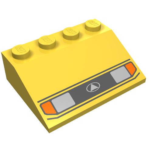 Brick Sloped 33° 3 x 4 with Headlights Print (Yellow)